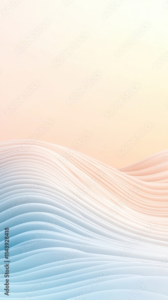 Poster soft gradient waves in pastel tones creating a calm and serene background design for creative projec