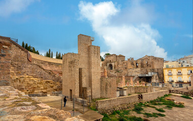 Archaeological site  of the ancient roman theather and the old cathedral of Cartagena, Murcia, Spain