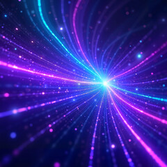 Obraz premium Abstract light tunnel with vibrant blue and pink rays on a dark background 