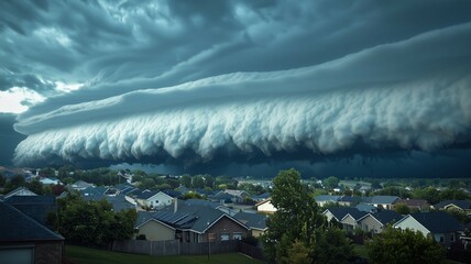 Fototapeta premium 住宅街に迫る棚雲