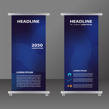 Vector illustration roll up banner blue. Business Futuristic template design