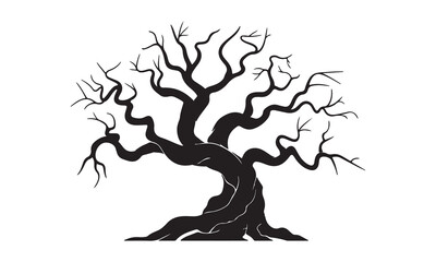 The Tree black silhouette vector is a refined digital illustration capturing the essence of a tree in a striking black silhouette.