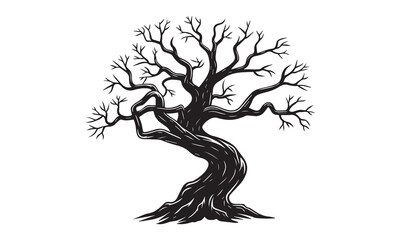 The Tree black silhouette vector is a refined digital illustration capturing the essence of a tree in a striking black silhouette.