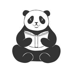 Panda Reading a Book Vector Illustration