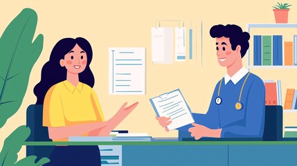 Friendly Consultation Between Doctor and Patient in Bright Office