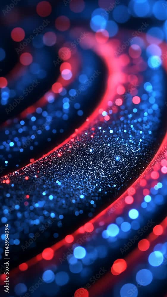 Poster colorful swirling patterns of sparkles in blue and red create a mesmerizing visual effect at night