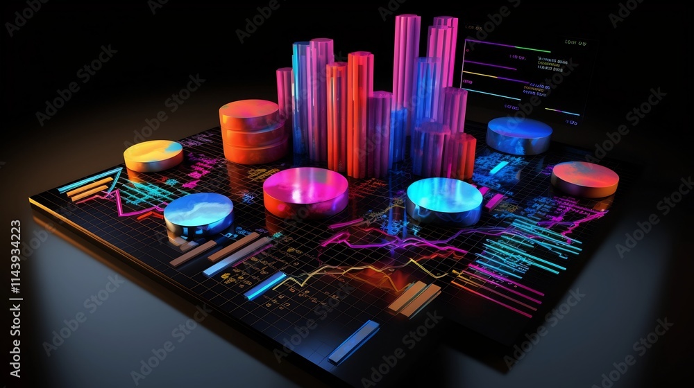Aufkleber vibrant 3d cash flow diagram with dynamic arrows and charts visualizing financial data showcasing th
