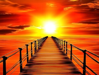 Obraz premium Sunrise Pier: A Dramatic View of the Golden Hour