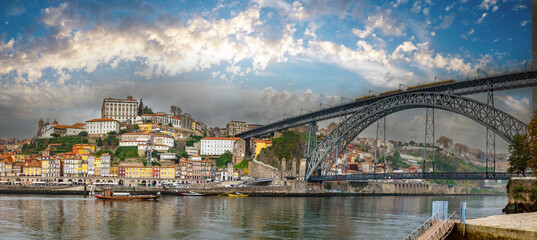 Stunning view of the iconic city of Porto on the shores of the Douro river, Oporto, Portugal