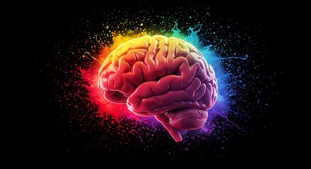 High-Tech Brain Visualization . neural activity and creative energy technology, medicine, and futuristic concepts artificial intelligence, innovation, and digital art neural activity