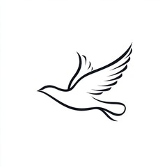 Fototapeta premium Elegant Outline of a Bird in Flight, Symbolizing Freedom and Grace with Delicate Wings in a Minimalist Style Ideal for Artistic and Creative Projects