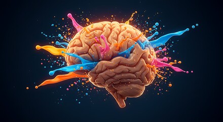 High-Tech Brain Visualization . neural activity and creative energy technology, medicine, and futuristic concepts artificial intelligence, innovation, and digital art neural activity