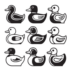 goose and swan silhouette vector illustration collection of duck silhouette and icon vector illustration
 