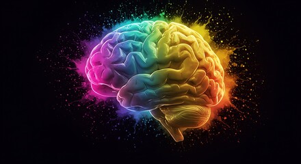 High-Tech Brain Visualization . neural activity and creative energy technology, medicine, and futuristic concepts artificial intelligence, innovation, and digital art neural activity