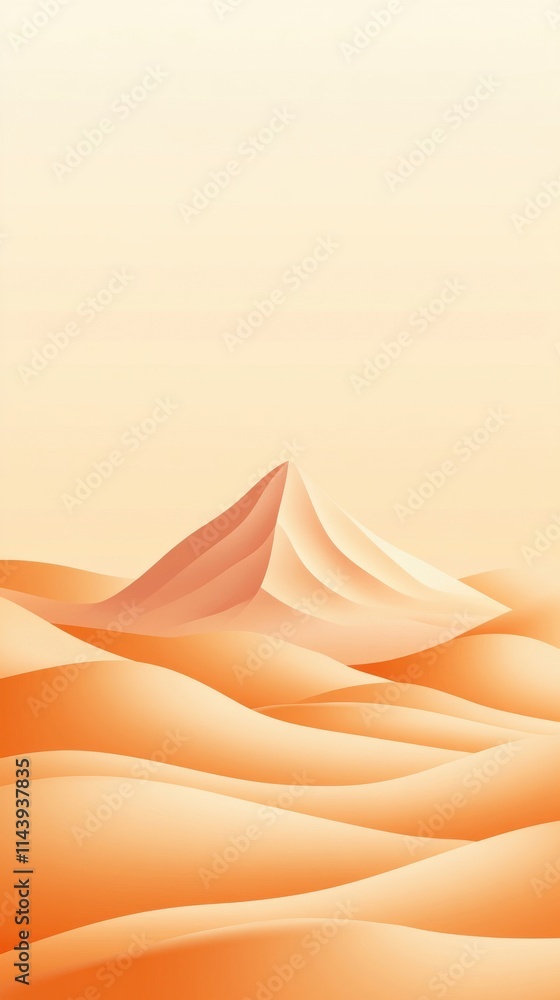 Poster serene abstract desert landscape with gentle curves and soft color gradients creating a tranquil vis