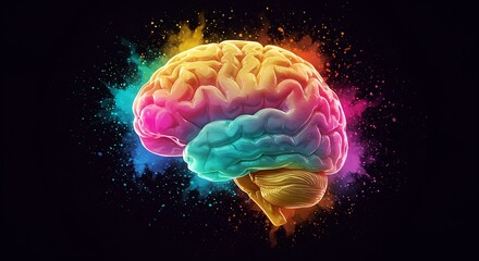 High-Tech Brain Visualization . neural activity and creative energy technology, medicine, and futuristic concepts artificial intelligence, innovation, and digital art neural activity