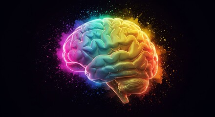 High-Tech Brain Visualization . neural activity and creative energy technology, medicine, and futuristic concepts artificial intelligence, innovation, and digital art neural activity