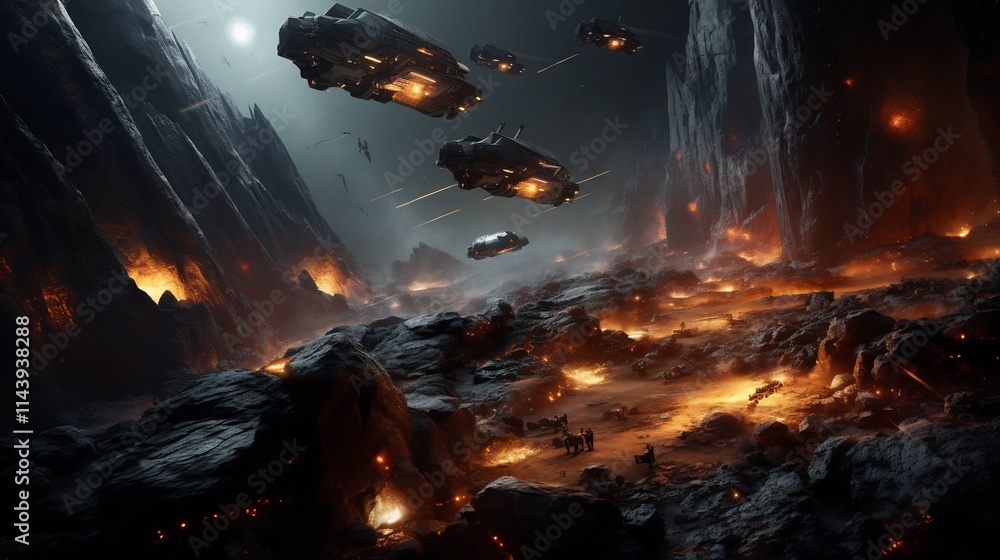Aufkleber futuristic vision of space resources utilization with asteroids being mined for essential minerals a