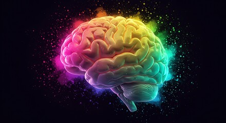 High-Tech Brain Visualization . neural activity and creative energy technology, medicine, and futuristic concepts artificial intelligence, innovation, and digital art neural activity