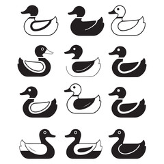 goose and swan silhouette vector illustration collection of duck silhouette and icon vector illustration
 