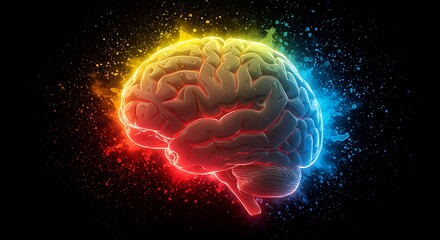 High-Tech Brain Visualization . neural activity and creative energy technology, medicine, and futuristic concepts artificial intelligence, innovation, and digital art neural activity