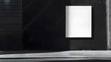 blank white frame on the black wall in the street