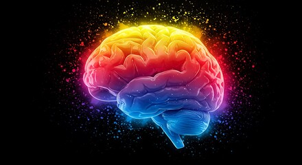 High-Tech Brain Visualization . neural activity and creative energy technology, medicine, and futuristic concepts artificial intelligence, innovation, and digital art neural activity