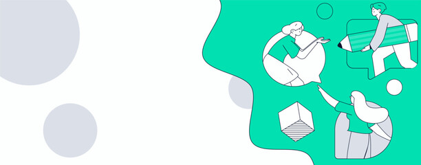 Flat vector illustration of business people operating work scene
