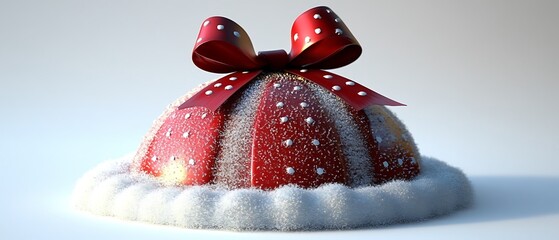 A decorative golden bell with a frosted finish and small red ribbon, centered on a bright white background for premium stock imagery 