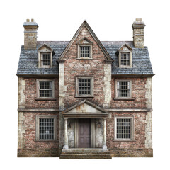Obraz premium Isolated house on a transparent background showcasing traditional architecture with stone details, 18thcentury house isolated on transparent background