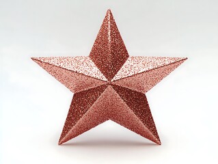 Obraz premium A festive red and gold star ornament, adorned with fine glitter patterns, centered on an isolated white background with crisp details 