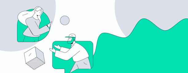 Flat vector illustration of business people operating work scene
