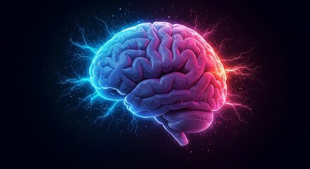High-Tech Brain Visualization . neural activity and creative energy technology, medicine, and futuristic concepts artificial intelligence, innovation, and digital art neural activity
