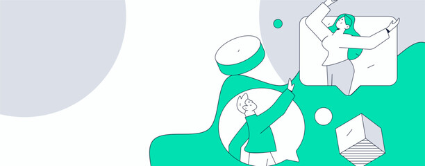 Flat vector illustration of business people operating work scene
