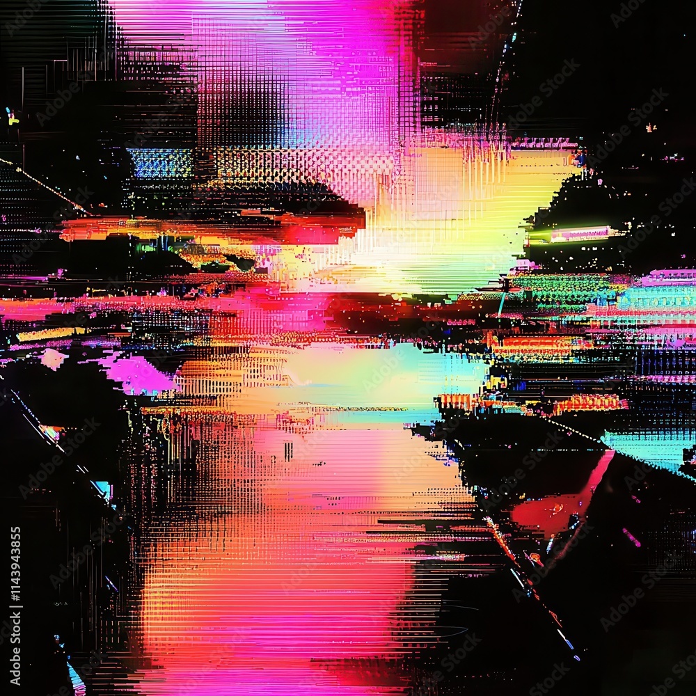 Poster screen damage, glitch texture, fragment data interface, blur error pixel pattern, an abstract digita