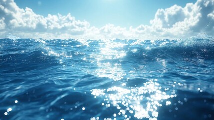 Stunning Ocean Water Surface with Sunlight Reflections