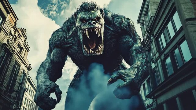 Big shaggy scary monster. Generated by ai. nature.