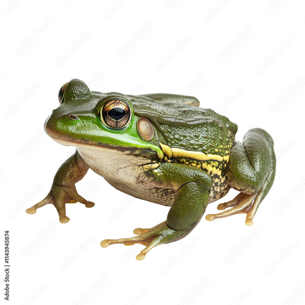 Poster detailed view of a bullfrog isolated on a transparent background showcasing its vibrant features and