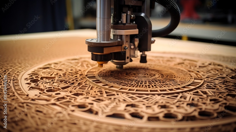 Poster advanced laser engraving machine skillfully creating detailed intricate designs by precisely carving