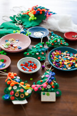 DIY Felt Christmas Tree Craft Workshop for Kids: Fun Handmade Holiday Decorations. High quality photo