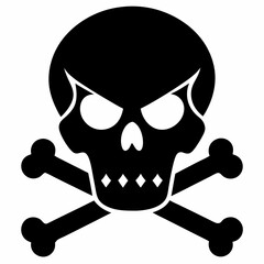 Skull crossbones silhouette. Clipart isolated on white background