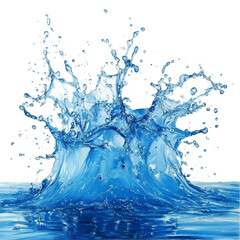 A stunning splash of blue water creating dynamic shapes over a clear transparent base, Blue water splash