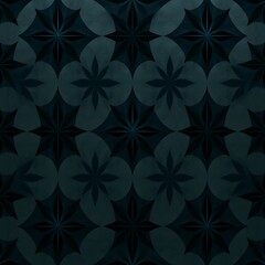 Dark Teal Geometric Floral Pattern: A seamless, repeating pattern of intricate floral shapes in shades of dark teal. The design creates a sense of depth and texture.