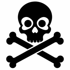 Skull crossbones silhouette. Clipart isolated on white background