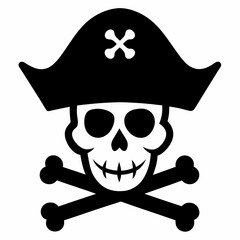 Skull crossbones silhouette. Clipart isolated on white background