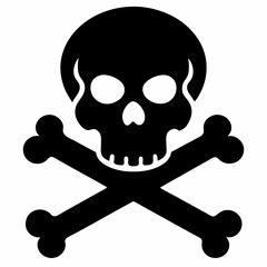 Skull crossbones silhouette. Clipart isolated on white background