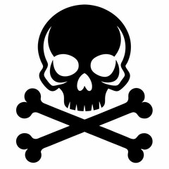 Skull crossbones silhouette. Clipart isolated on white background
