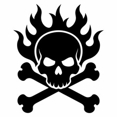 Skull crossbones silhouette. Clipart isolated on white background