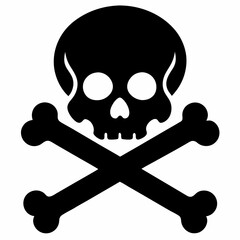 Skull crossbones silhouette. Clipart isolated on white background
