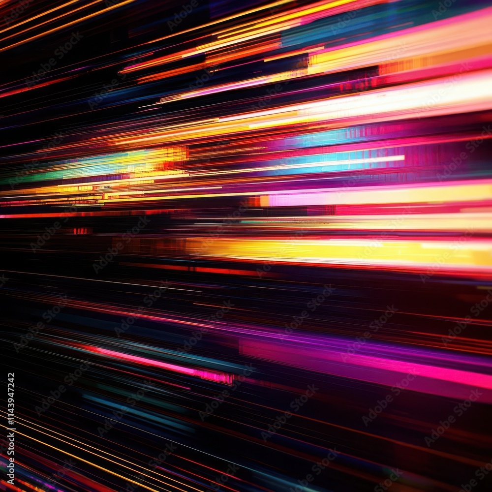 Poster screen damage, glitch texture, fragment data interface, blur error dynamic neon colors, lights creat